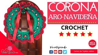 Como tejer Coronas navideñas a Crochet  Adornos navideños  Vivir tejiendo perú [upl. by Tally456]