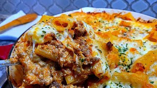 AMAZING Pasta Bake Recipe  Rigatoni with Meat Sauce amp Ricotta [upl. by Laeno]