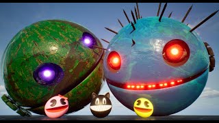 robot pacman vs scary pacman colors vs mspacman vs monster pacman vs cartoon cat vs monster pacman [upl. by Yrovi]