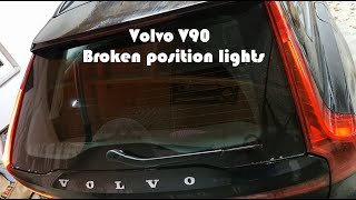 Volvo v90 rear position light malfunction and tail gate light removal [upl. by Osnohpla]