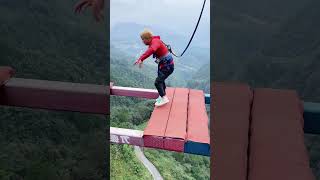 Bungee Jumping With Rope In Beautiful PlaceLuckily he had a safety rope with himextreme [upl. by Margaret]