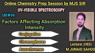 L05 UVVisible SpectroscopyFactors AffectingconjugationChromophoreAuxochromeMJS [upl. by Norramic]