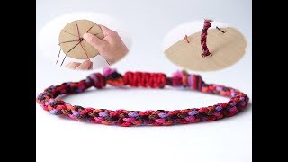 How to Make a KumihimoCobra Sliding Knot Micro Cord BraceletComo Hacer PulseraCardboard Loom [upl. by Ahsatan507]