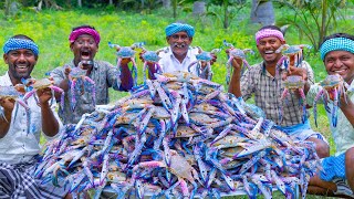 1000 BIG SIZE CRABS  Big Blue Crab Fry Recipe Cooking in Village  Seafood Recipe  Crab Recipe [upl. by Dimah]