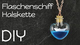 Buddelschiff Kette  Flaschenschiff Resin DIY  leichte Gießharz Anleitung  Origami Boot Halskette [upl. by Gabrielson]