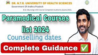 AP Paramedical Counselling dates  List of Paramedical Courses in 2024  NTRUHS [upl. by Truitt223]