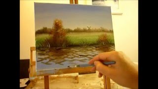 golvend water olieverf  Bob Ross Style  snelle technieken allaprima schilderen tutorial [upl. by Ellegna]