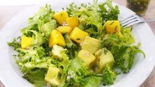 Cómo preparar una rica Ensalada de mango con vinagreta de pimientos [upl. by Emelia588]