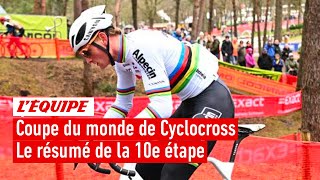 Coupe du monde de cyclocross  Van der Poel mange la 10e étape à Gavre [upl. by Hairehcaz]