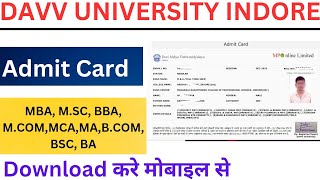 How To Download Davv Admit Card 2024  Davv Admit card download kaise kare  regularprivateAtkt [upl. by Ennyroc]