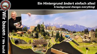 Modelleisenbahn H0  der neue Hintergrund verändert einfach alles Aufbau und saubere Anlagenkante [upl. by Adehsor]