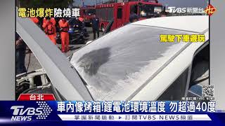 快拿滅火器行動電源爆炸 險釀火燒車｜TVBS新聞 [upl. by Ynnig]