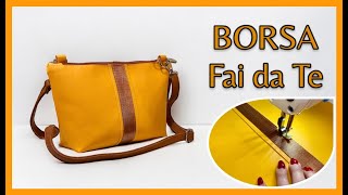 FACILISSIMA BORSA fai da te  Tutorial BORSA in similpelle con cerniera  DIY BAG with zipper [upl. by Nylecyoj36]