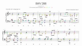 Bach Chorale BWV 288 Harmonic analysis with colored notes Das alte Jahr vergangen ist [upl. by Alix]