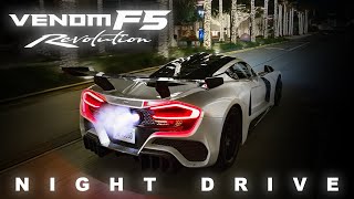 VENOM F5 SHOOTS FLAMES IN THE DARK  Houston Texas  4K [upl. by Ellenehs]