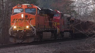 BNSF 5959 South with an AWESOME Narrowfont K5HL Horn [upl. by Retrak]