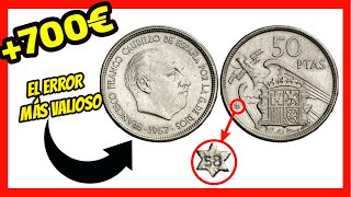 🚩Moneda ANTIGUA de 50 PESETAS VALIOSA 195758 🔥 5  PESETAS El Mundo de las Monedas [upl. by Nisa]