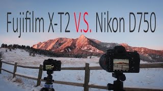 Fujifilm XT2 vs Nikon D750  Compare image quality at lowest ISO for landscape photography [upl. by Tterej]