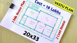 936sqft East facing plan 2 BHK2033 ft house design 2 bedroom plan vastu plan floor plan small [upl. by Ahgiel]