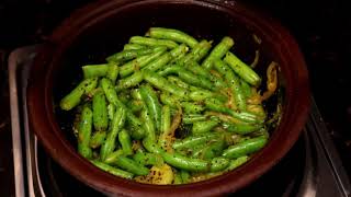 කොල පාටට රසට බෝංචි උයමුGreen Beans Curry💓MR KITCHEN💓 [upl. by Hpesoj]