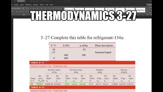 Thermodynamics 327 Complete this table for refrigerant134a How to read thermodynamic table [upl. by Wan148]