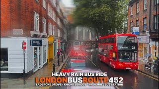 London Rainy Bus Journey  Upper Deck POV aboard Bus 452 from Ladbroke in West London to Vauxhall 🚌 [upl. by Rot]