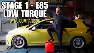 VW MK8 GTI TUNER BATTLE PART 4  Stage 1  E85  Low Torque  Dyno Comparison [upl. by Paddy]