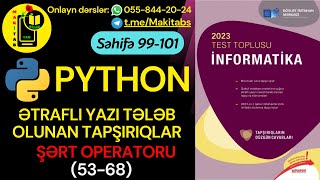 DİM TEST TOPLUSU 2023 İNFORMATİKA  PYTHON  ƏTRAFLI YAZI TƏLƏB EDƏN TESTLƏR  IFELSE  Test 5368 [upl. by Otirecul]