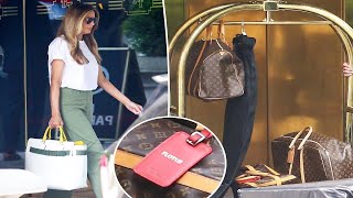 Melania Trump steps out with 4K Burberry bag FLOTUS luggage Donald battle against Kamala Harris [upl. by Eynenihc328]