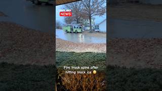 Fire truck spinning out after hitting black ice in Imperial Missouri [upl. by Yreffej]