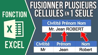 Comment fusionner des cellules dans Excel   Fusion de plusieurs cellules de Textes [upl. by Clifford]