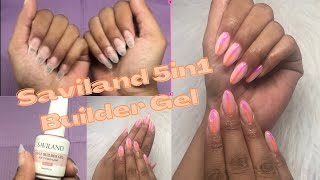 Saviland 5in1 Builder Gel In A Bottle Medium Almond Gel Nails [upl. by Atiruam]