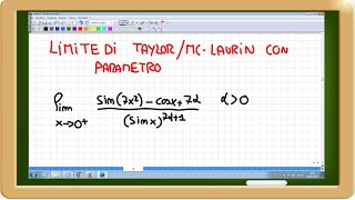 calcolare limite di taylor  mclaurin con parametro [upl. by Jala]