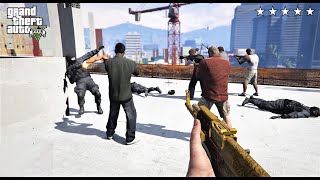 GTA 5  Franklin Lamar Michael Trevor Ron and Wades FIVE STAR COP BATTLEESCAPE [upl. by Sola]