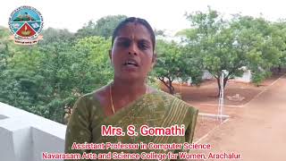 Mrs S Gomathi  Assistant Professor  Computer Science  Navarasam College [upl. by Sakram]