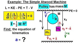 Physics 68 Lagrangian Mechanics 9 of 25 Example The Atwood Machine with Mass [upl. by Aliek]