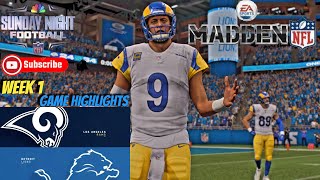 Lions vs Rams Week 1 Game highlights madden 25 [upl. by Shiller]