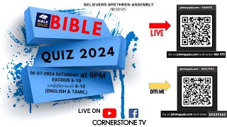 🔴🅻🅸🆅🅴 Bible Quiz Game 2024  Exodus யாத்திராகமம் 610 வேதாகம வினாடி வினா 2024  CornersTone TV [upl. by Rowley]