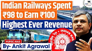 Indian Railways Spent Rs 9810 to Earn Rs 100 in 202223  UPSC GS3 [upl. by Okime]