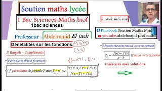 Généralités sur les fonctions1SM1SF Parité PériodicitéMonotonie dune fonctionExercices corrigés [upl. by Guss]