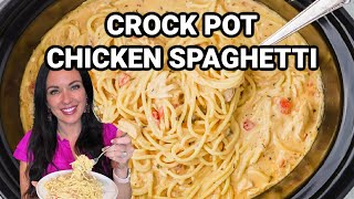 Crock Pot Chicken Spaghetti Recipe Cheesy and Delicious [upl. by Nameerf]