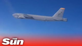 US Bomber is intercepted by Russian fighter jet over the Baltic Sea [upl. by Esinyt]