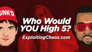 EXPLOITING CHAOS  Ashton vs Kanye High Five Battle Flash Mob Publicity Stunt [upl. by Meihar]