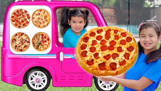 Emma Jannie and Friends Pizza Drive Thru Food Toys Episodes for Kids [upl. by Nolyat]