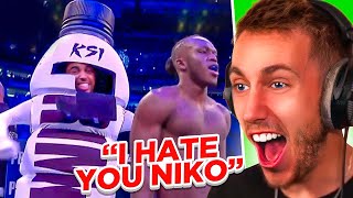 Miniminter Reacts To SNEAKING Into KSIs Boxing Match In the ring [upl. by Asseral]