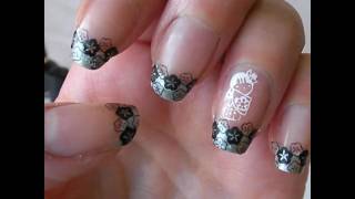 S9001 silver french  flowers stamping nail art [upl. by Gahan464]