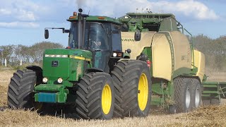 John Deere 4955 Going full hammer w Krone BigPack 4X4 Big Baler  BRUTE FORCE  PURE SOUND [upl. by Tapes286]