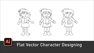 Flat Vector Character Designing Tutorial  Adobe Illustrator Tutorial in Hindi [upl. by Col]