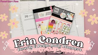 Erin Condren Petite Daily amp Softbound Hourly Planners  Decorating with Happy Planner Stickers [upl. by Fredella]