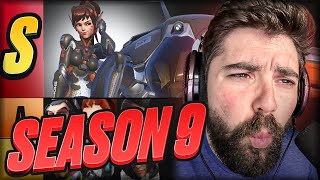 The Offical Season 9 Tier List UPDATED  These Heroes are BROKEN  Overwatch DPS Tanks Supports [upl. by Virgil]